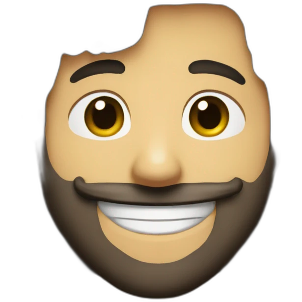 persona blanca sonriendo con barba negra emoji