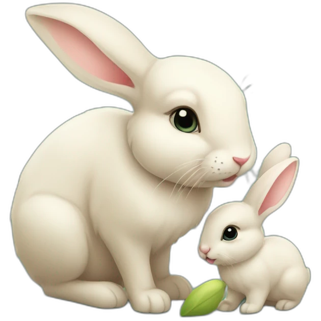 mother bunny with baby bunny emoji