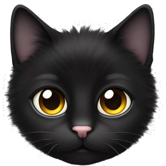fluffy black cat nose half white emoji