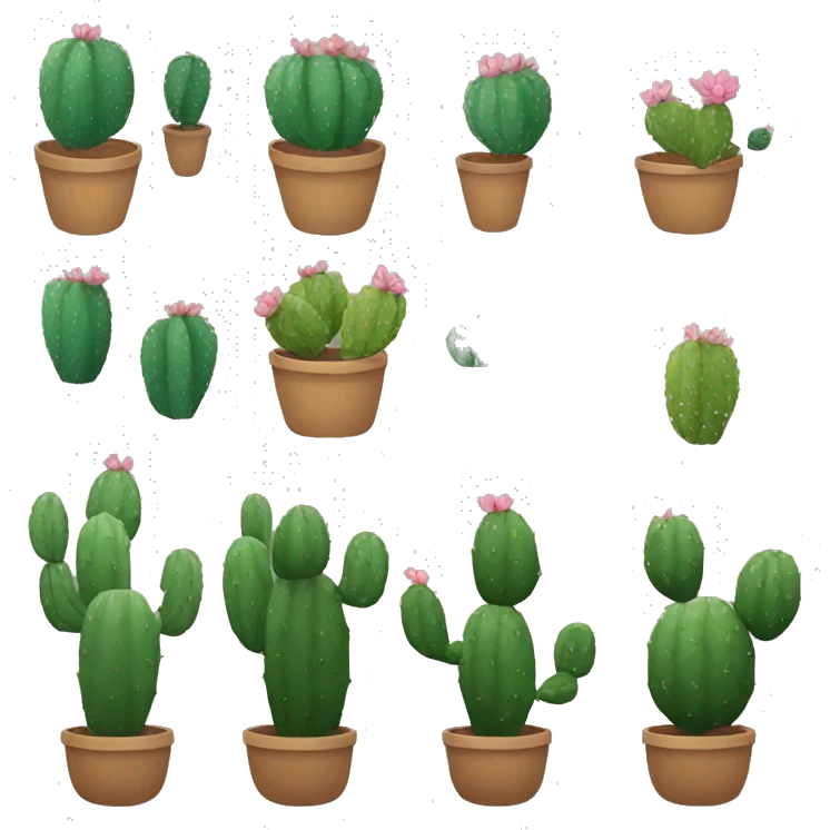 round Nopal + no pot + no flowers emoji