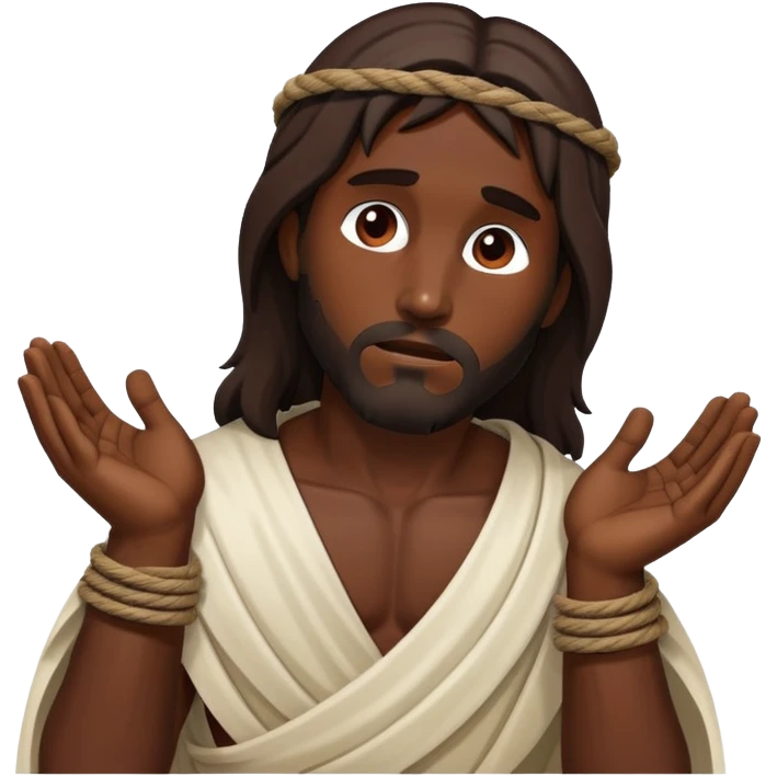 Dark skin christ Jesus injured ropes around wrist emoji