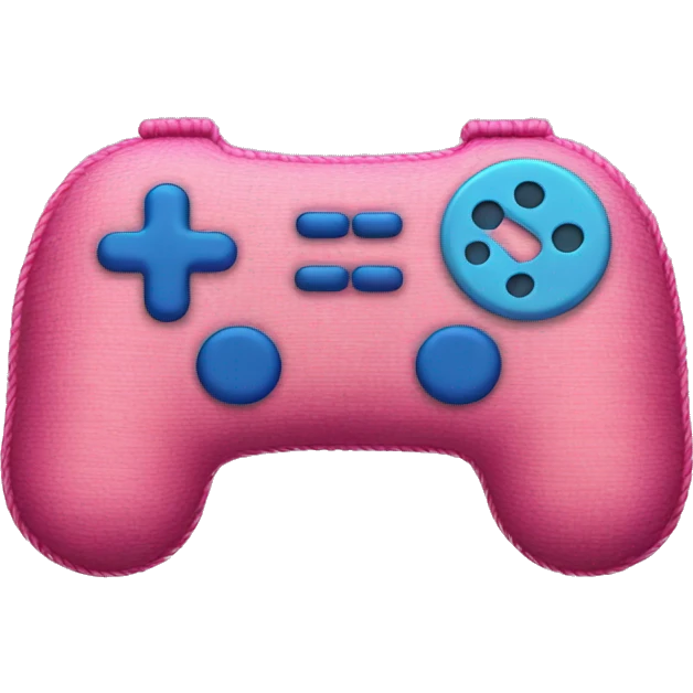 rug in the shape of a pink gamepad with blue buttons emoji