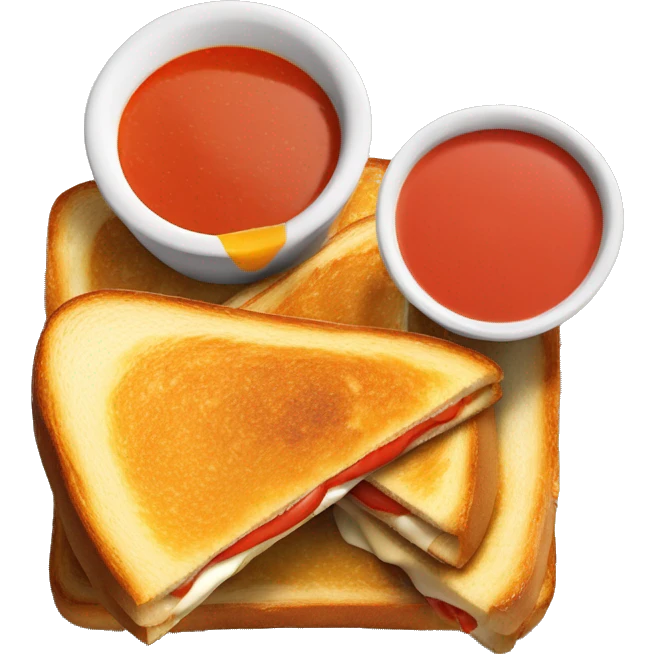 Grilled cheese sandwich with a bowl of tomato soup on the side emoji