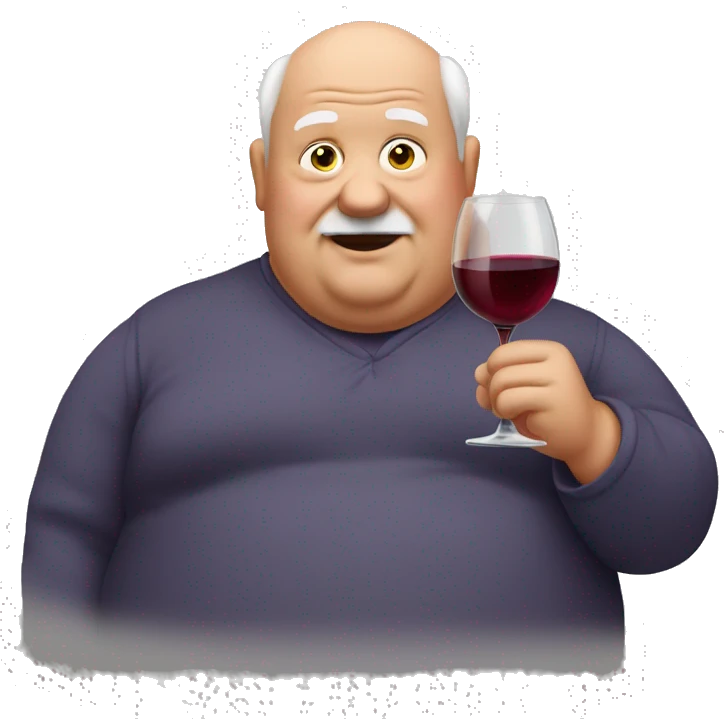fat, half bald grandpa with wine emoji
