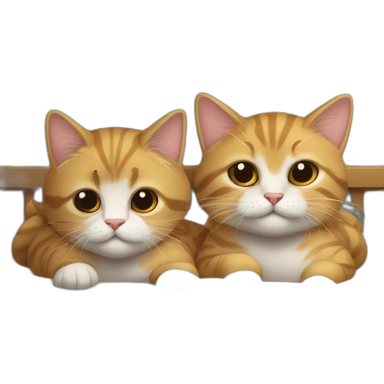 Dois gatinhos deitados em uma cama emoji