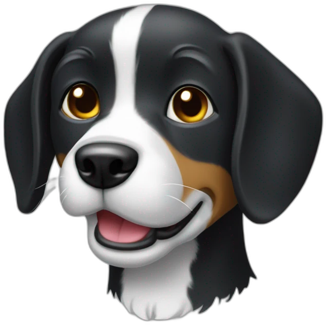 Un chien noir qui fais coucou emoji