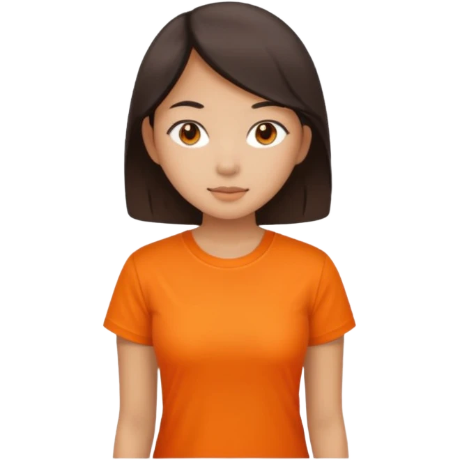 asian girl with orange shirt emoji