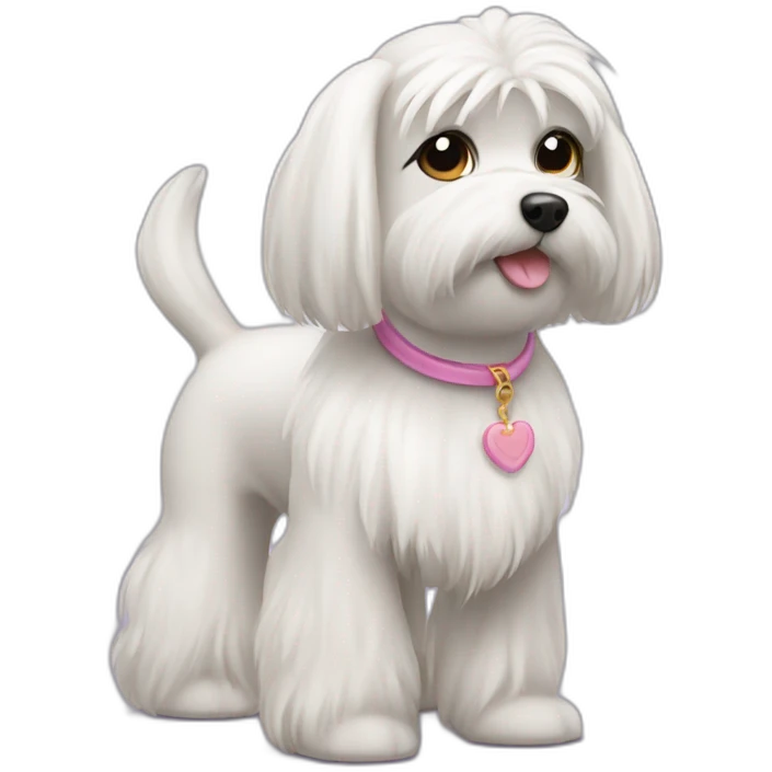 Maltese dog with pony-tail emoji
