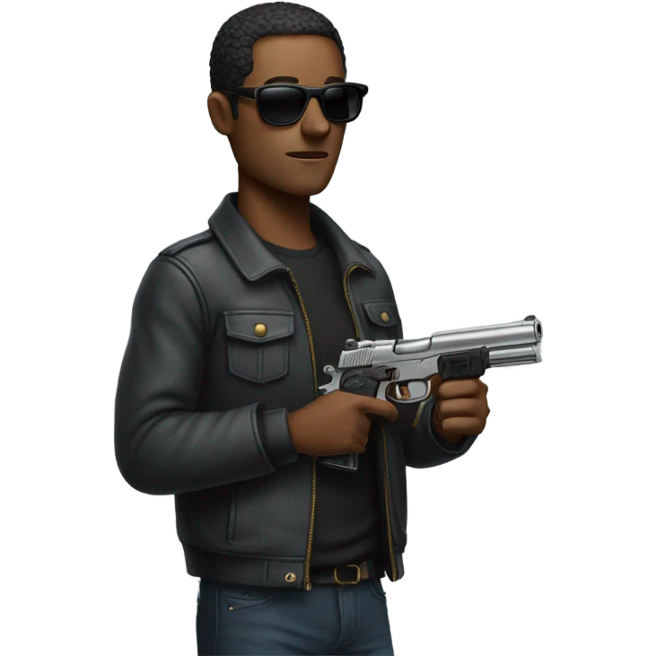 Man with sunglasses and gun emoji