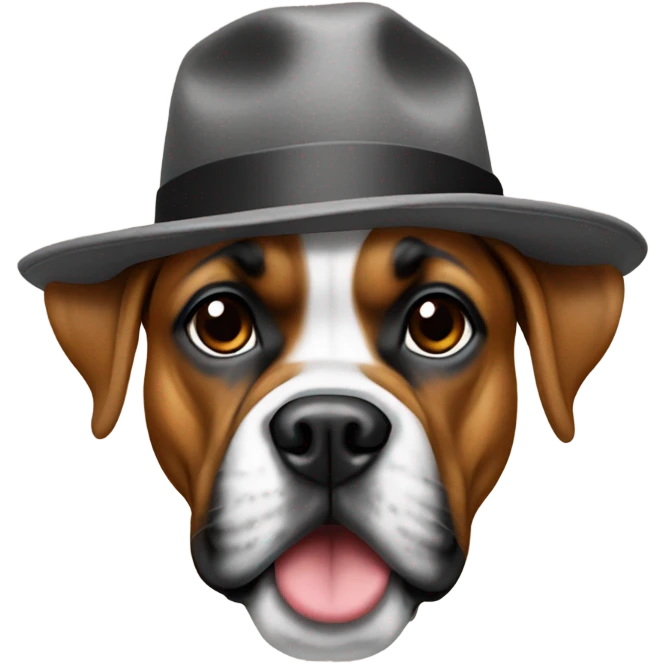 Boxer dog with hat emoji