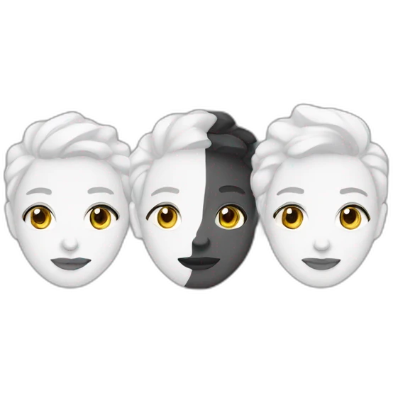 three faces white, black, non binary emoji
