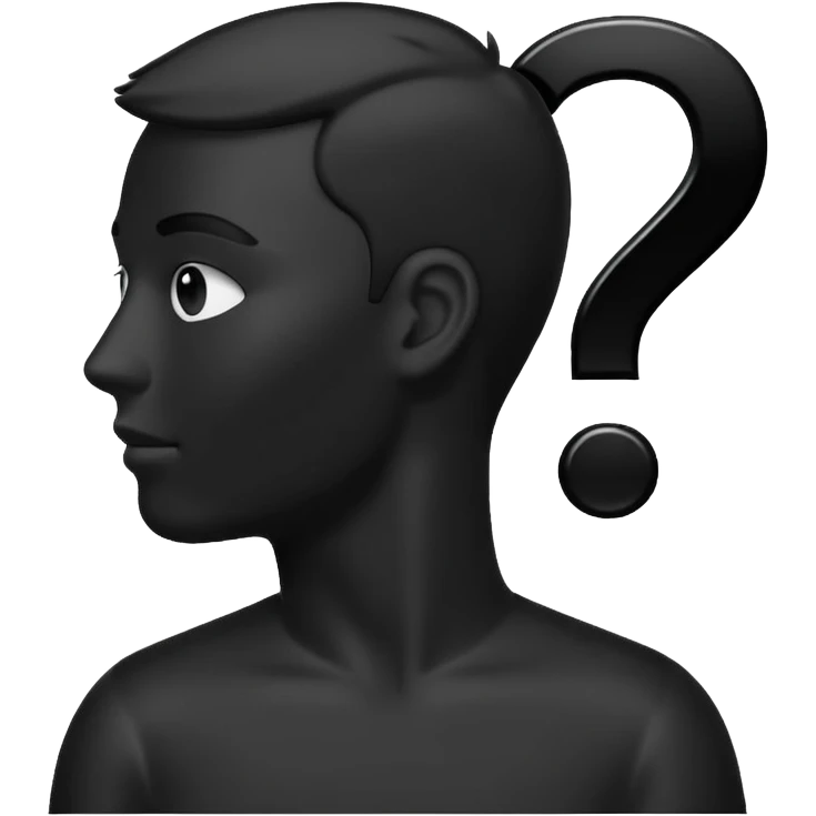 silhouette of a white man with a question mark emoji