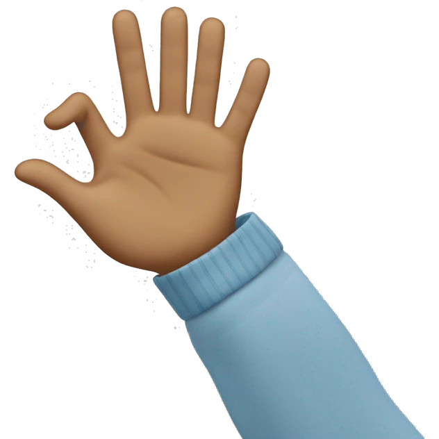 A waving emoji but the arm is long and the emojis face is down like a dad wave emoji