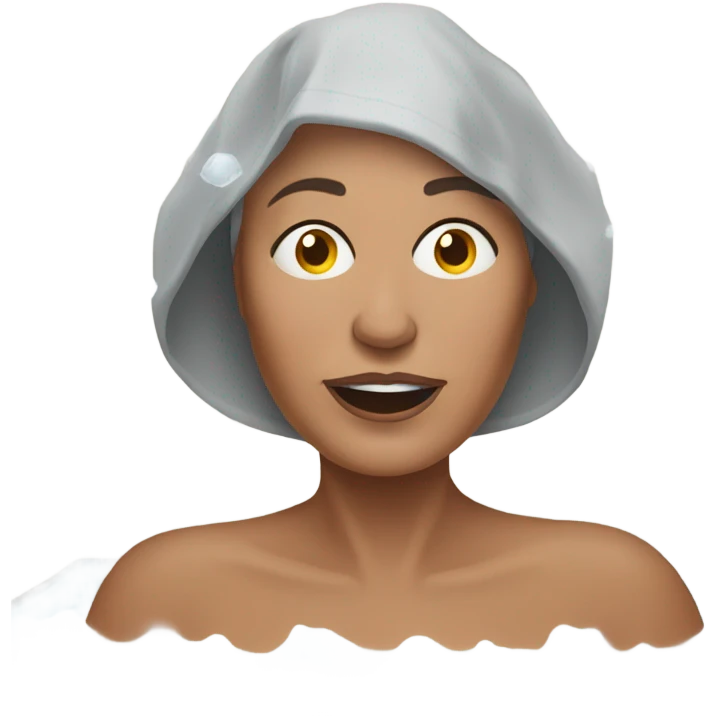 Middle aged woman in a cold plunge emoji