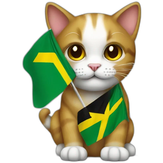 a cat holding a Jamaican flag emoji