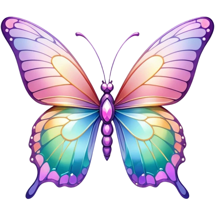Sparkly Pastel rainbow-gradient iridescent crystal butterfly emoji