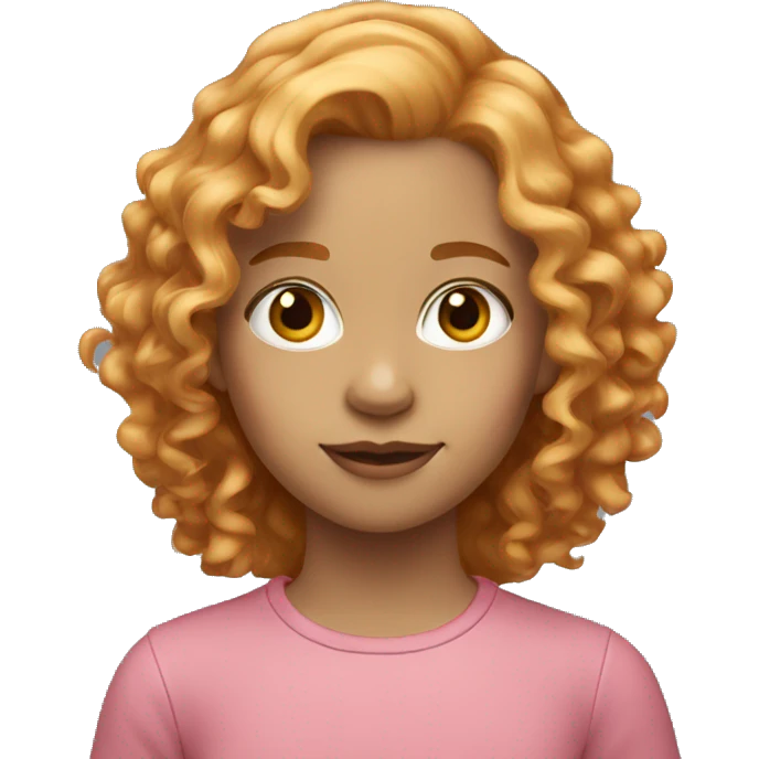 Young girl with shoulder length curly strawberry blonde hair  emoji