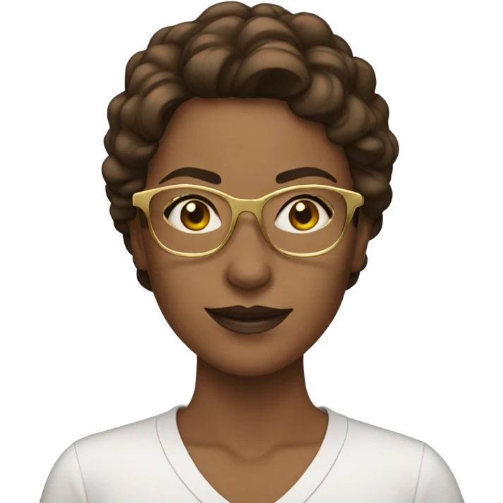 woman brown hair gold glasses emoji