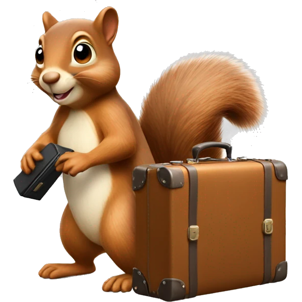 squirrel with a suitcase emoji