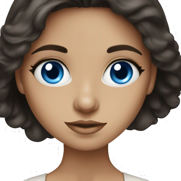 beautiful blue-eyed brunette creating artwork emoji