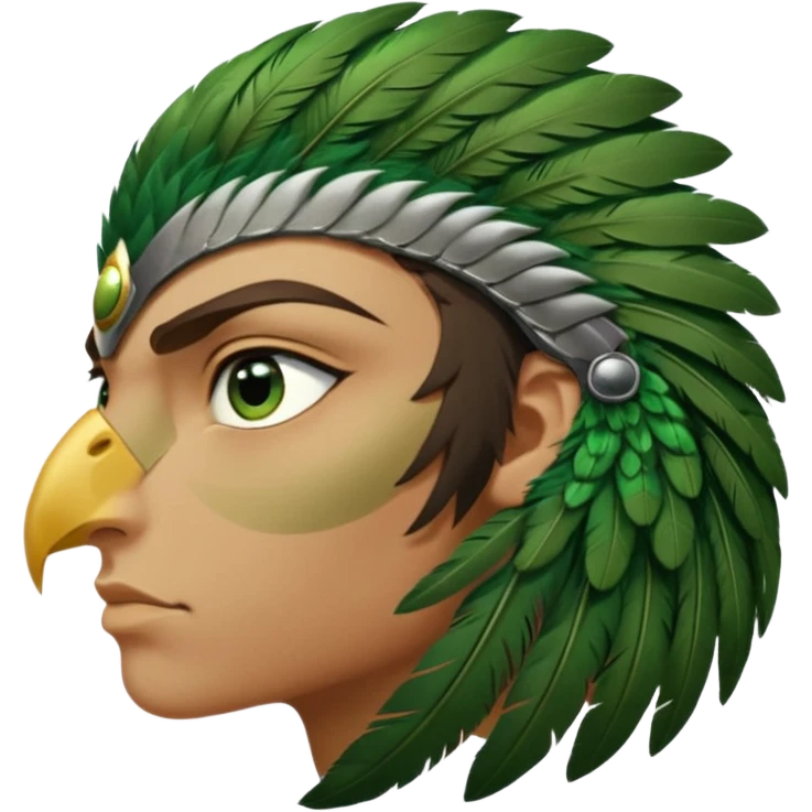 close up of just the eye at the side profile of the face of a green hawk that is looking away from the camera emoji