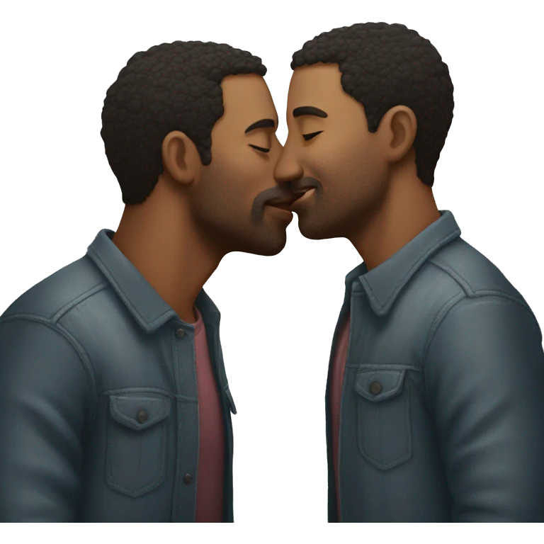 A man kissing a man on the forehead emoji