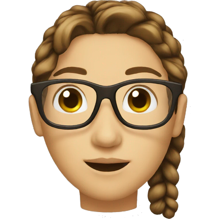 glasses, brown hair, ponytail emoji