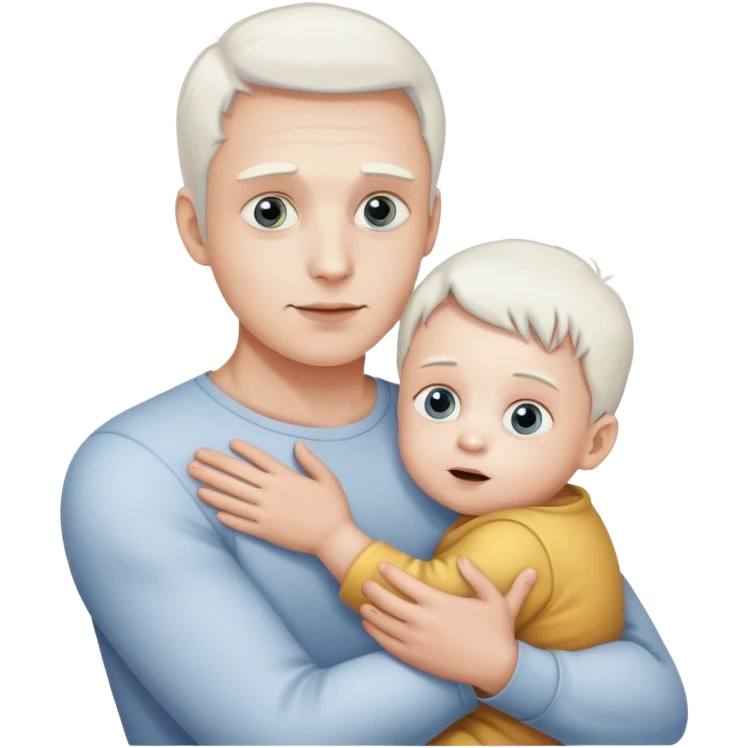 A man with a small child in his arms is peeping, the emphasis is on the eyes, white skin emoji