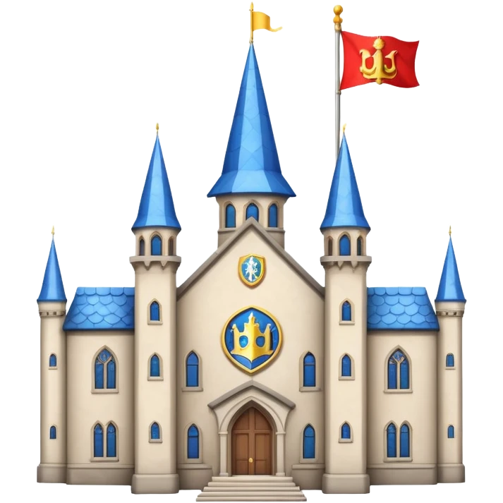 magic school, with a flag, flag on a roof emoji
