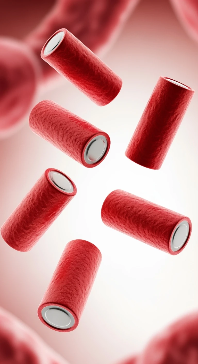 6 BATTERI INTESTINALI ROSSI/BORDEAUX FLUTTUANO IN ARIA, IPERREALISTICO 4K, ISOLATI SU SFONDO BIANCO emoji