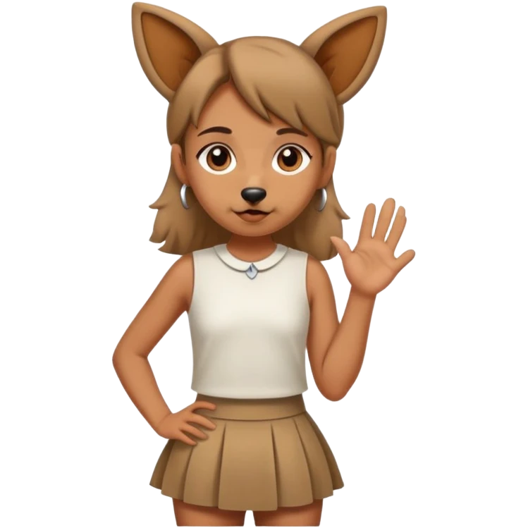 Girl dressed like a dog and in short skirt  emoji