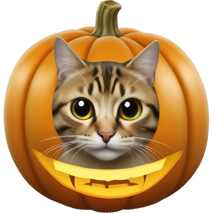 pumpkin with cat carved into it emoji