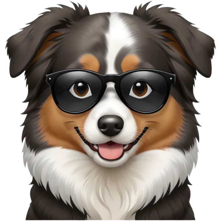 Australian shepherd wearing sunglasses emoji