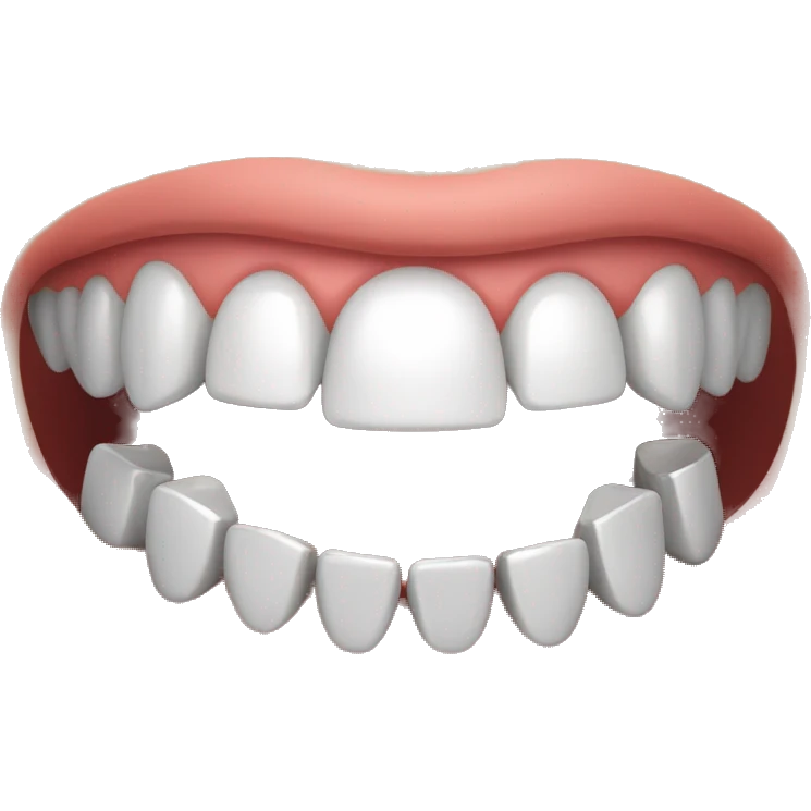 person with metal line braces ontop of white teeth emoji
