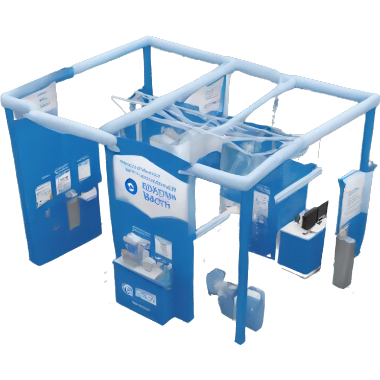 dialyzer tradeshow large booth in all blue emoji