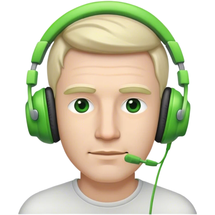 white man with green headphones  emoji