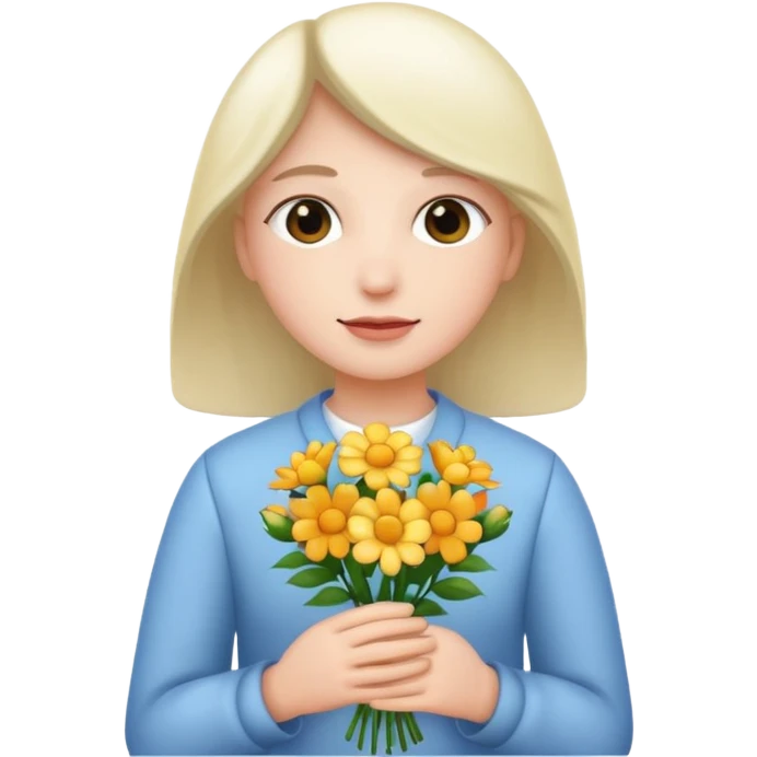 With flowers and wearing white emoji