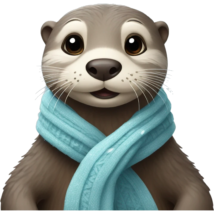 An otter under snow in a scarf it is snowing emoji