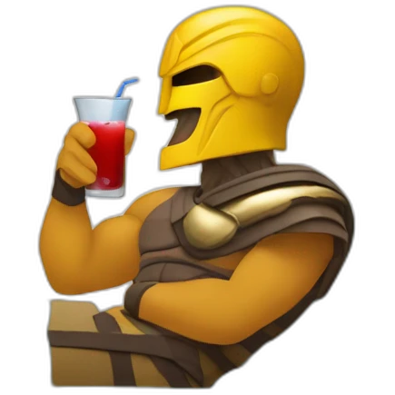 A  spartan Leonidas drinking a relaxed coktail on a sofa emoji