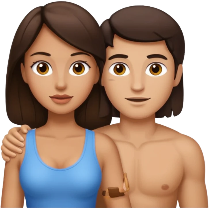 Brunette woman pegging man emoji