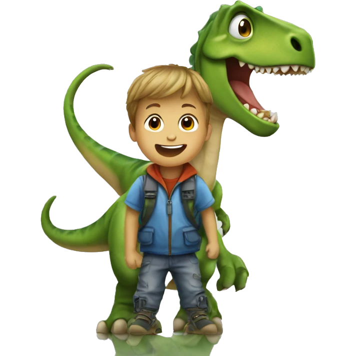 Little boy on a dinosaur emoji