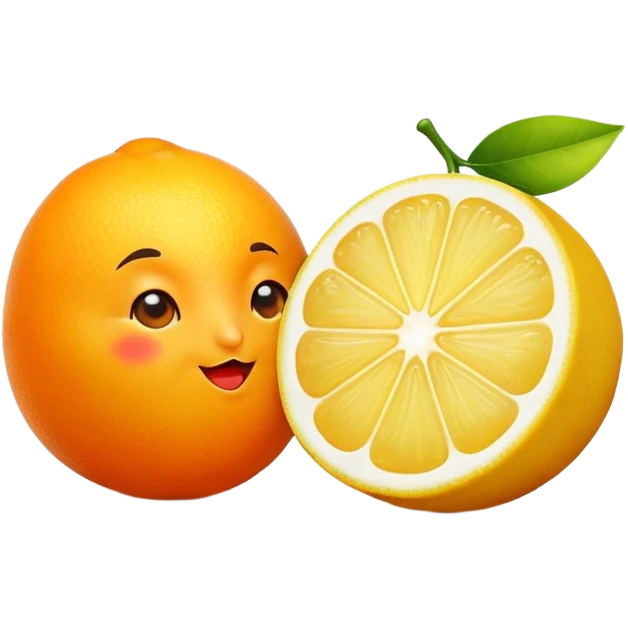 Lemon kissing an orange emoji