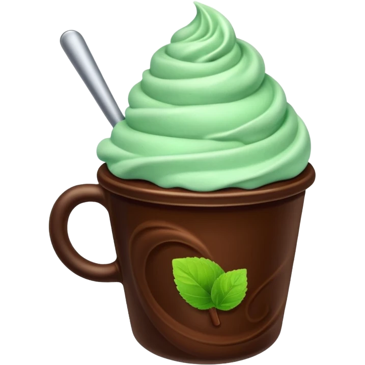 cup mint and chocolate ice cream emoji