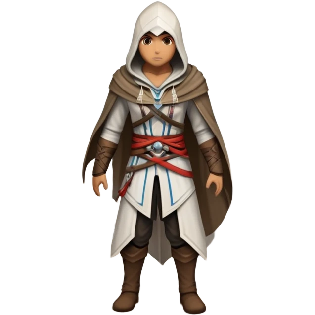 An icon representing an adventure game, inspired by Assassin's Creed. The design features a heroic character in hooded attire, scaling a tall building in a historical cityscape. The background shows ancient architecture and hidden symbols, symbolizing exploration and stealth. Transparent background emoji