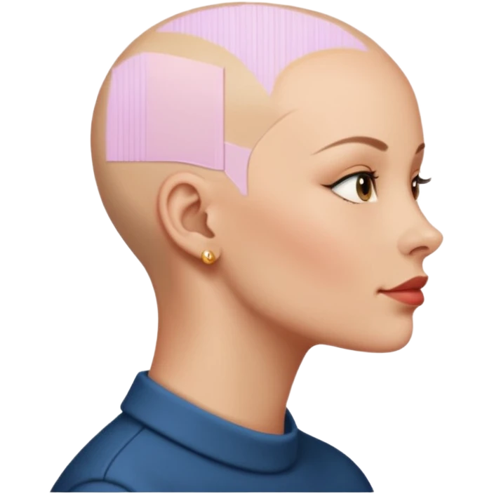 So she supposed to be bald and I kind of want her facing her side emoji