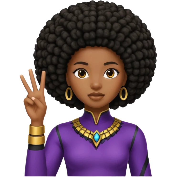Black girl with Afro doing the wakanda forever gesture emoji