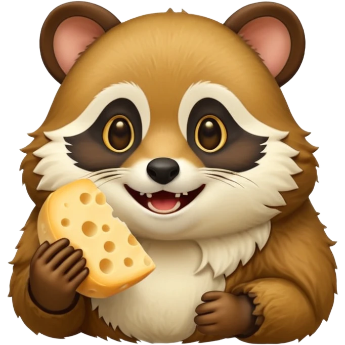 Tanuki biting into cheese emoji