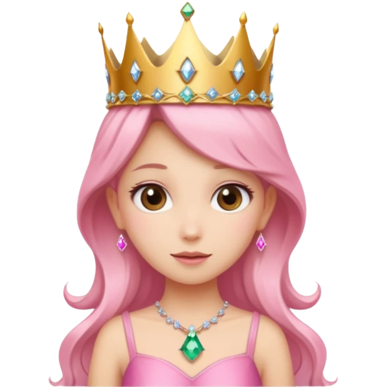 🧚🏻🪄💎 و تاج روی سر لباس صورتی  emoji