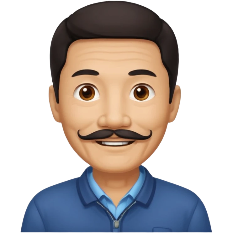 Older Chinese man with dark hair and full mustache emoji