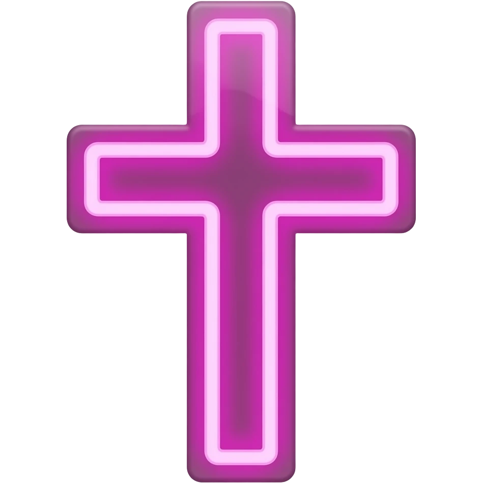 neon glowing light pink christian cross longer emoji